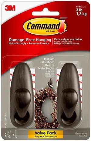 Command FC12-ORB-2ES Medium Forever Classic Value Pack, Oil Rubbed Bronze, 2 Hooks, 4 Strips, Cou... | Amazon (US)