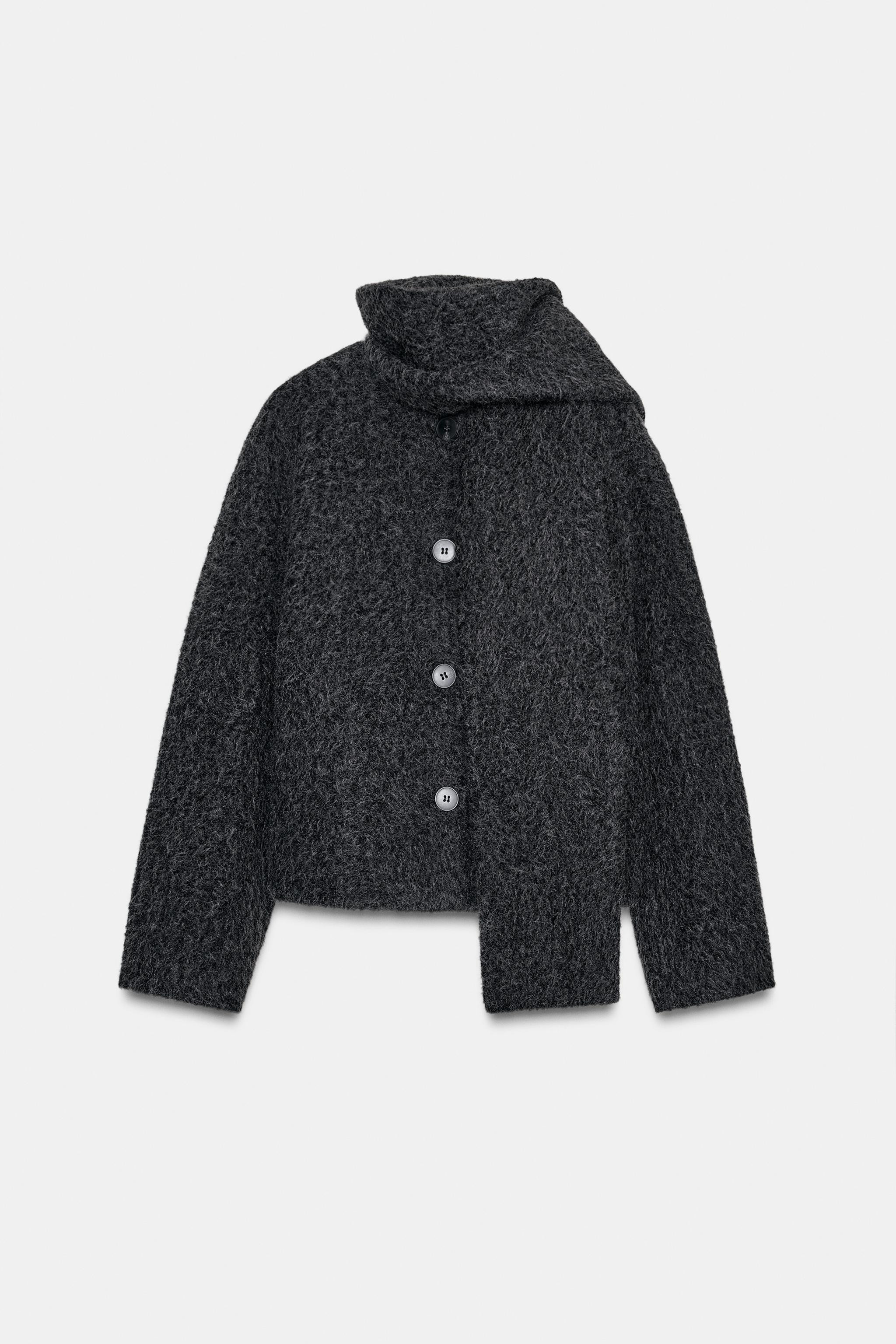 SHORT COAT WITH BOUCLÉ SCARF | Zara US