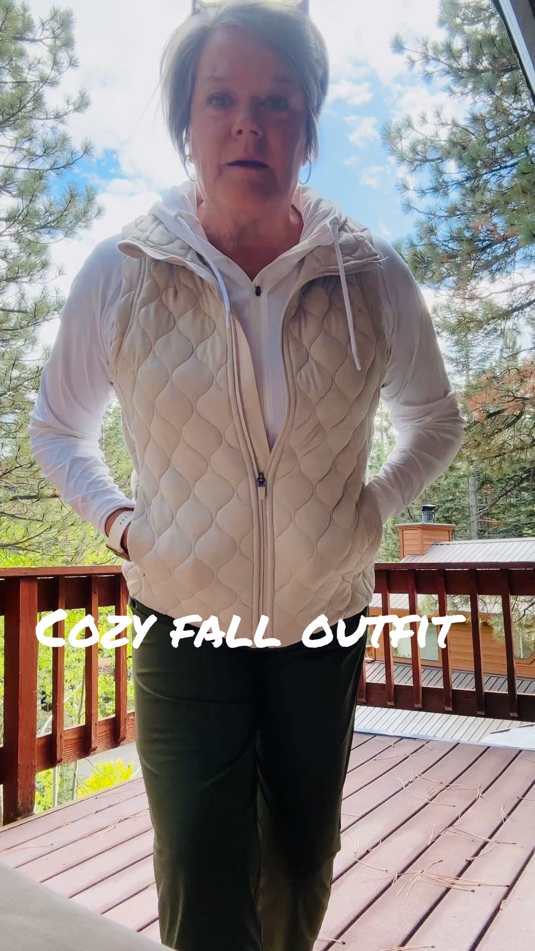 Cozy fall outfit perfect for leaf peeping, hiking, traveling or just running around town. Pull on silky feel golf pants with pockets. A white sweatshirt layered with a cozy quilted vest. #fallootd #vestlook #golfpants #quiltedvest #styleover50

#LTKOver40 #LTKMidsize #LTKStyleTip
