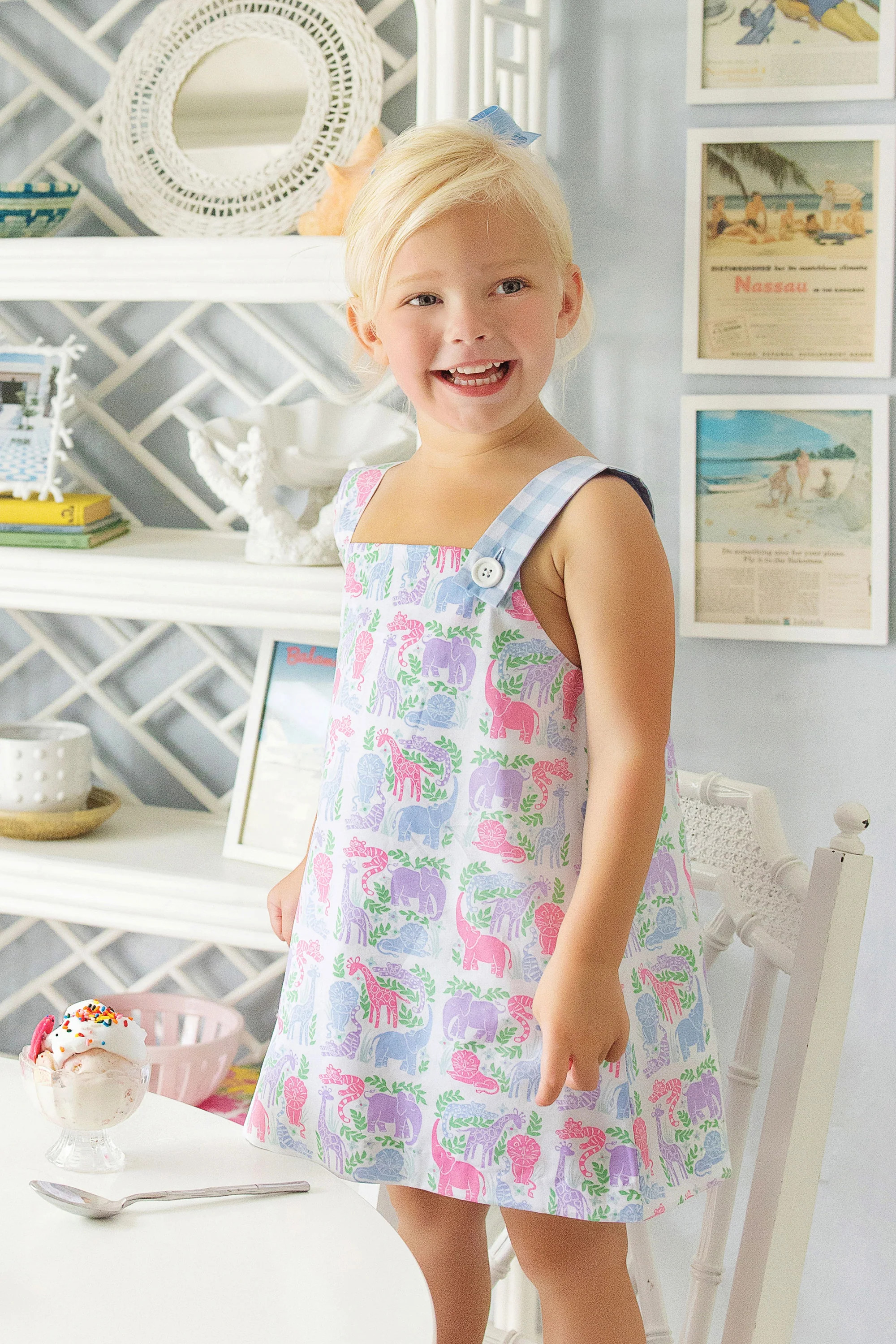 Ginny Jumper - Two By Two Hurrah Hurrah with Beale Street Blue Check | The Beaufort Bonnet Company