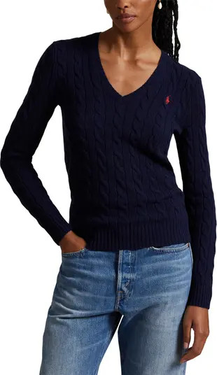 Kimberly Cable Wool & Cashmere V-Neck Sweater | Nordstrom
