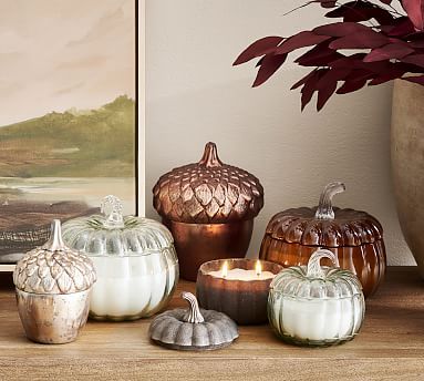 Pumpkin Lidded Recycled Glass Candles - Harvest Spice | Pottery Barn (US)