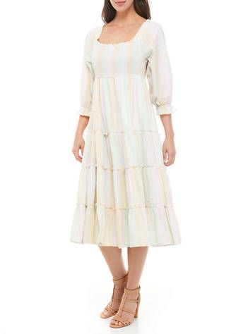 Women's 3/4 Sleeve Smocked Bodice Dress | Belk