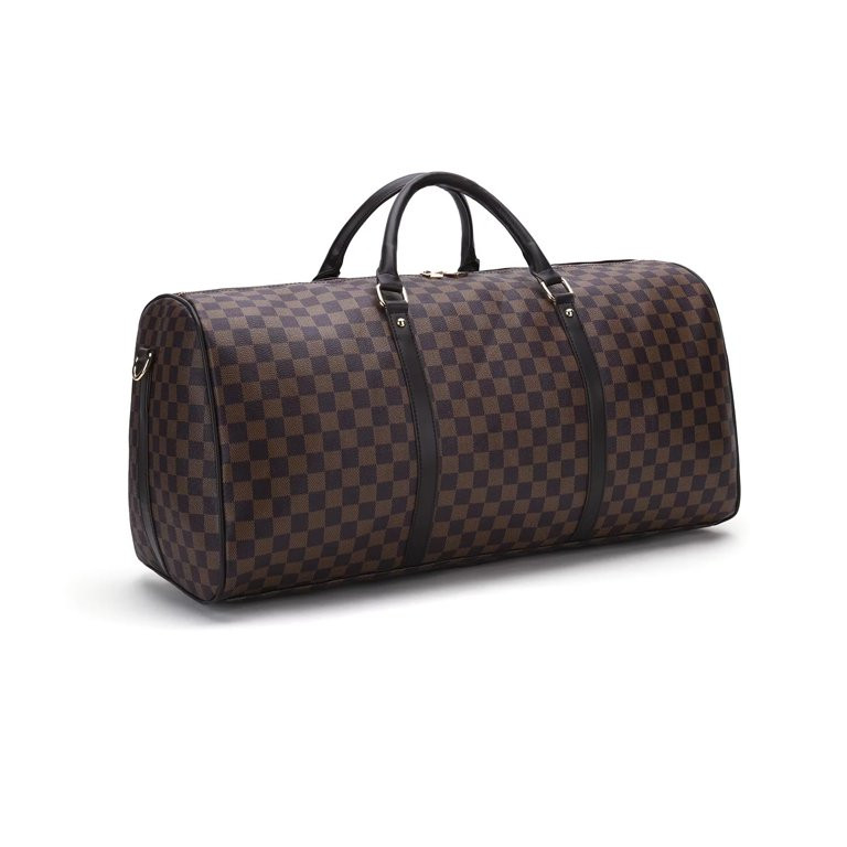GOWELL Checkered Duffle Bags for Men Women, Fashion Lightweight Leather Large Travel Gym Shoulder... | Walmart (US)