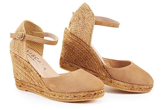 VISCATA Handmade in Spain Pedrosa Suede 3" Wedge, Ankle-Strap, Closed Toe, Classic Espadrilles Heel | Amazon (US)