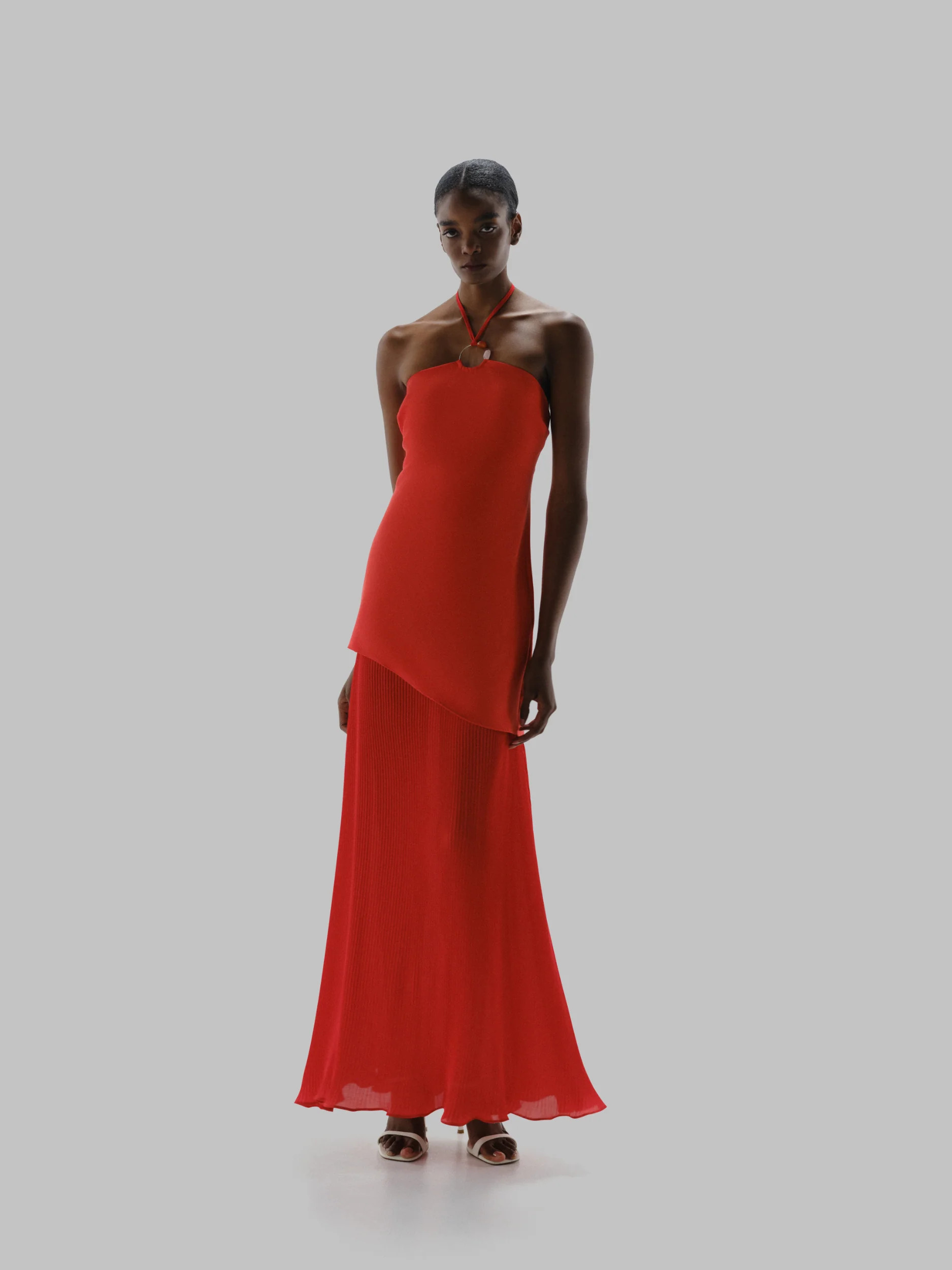 Gaia Maxi Dress Red in Chiffon - Spring Summer 26 | BAOBAB INT