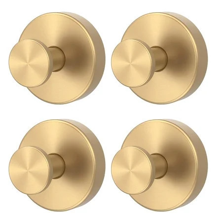 Powerful Suction Cup Hooks, Upgraded No-Drill Metal Towel Hook for Showers Bathrooms, Gold (4 pack) | Walmart (US)