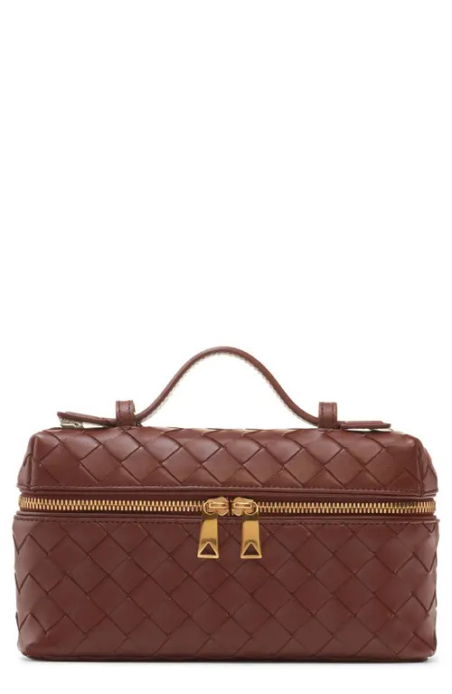 Bottega Veneta Intrecciato Leather Convertible Vanity Case in Sapele-Gold at Nordstrom | Nordstrom