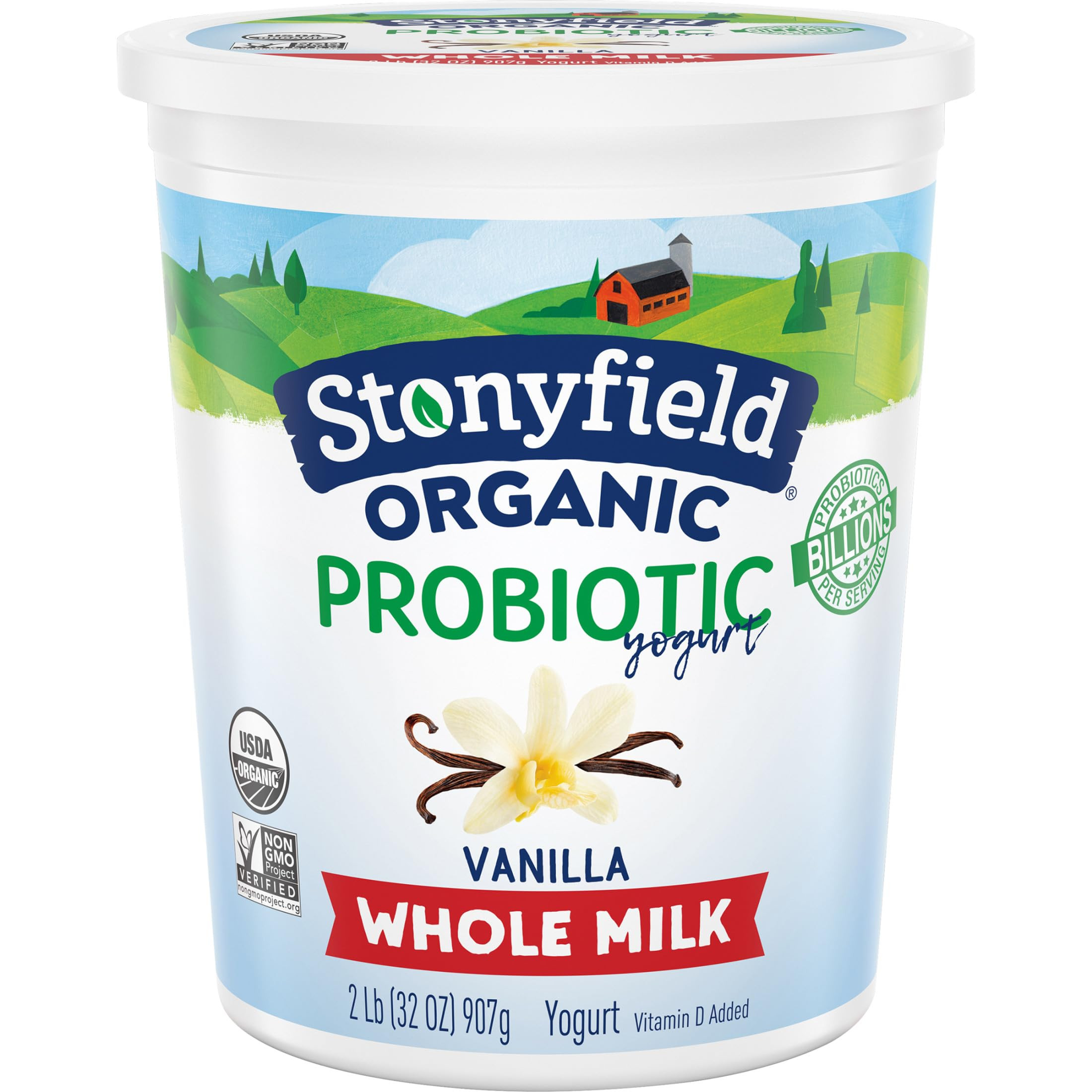 Stonyfield Organic Whole Milk Probiotic Yogurt, Vanilla, 32 oz. – Immunity & Digestive Health | Amazon (US)