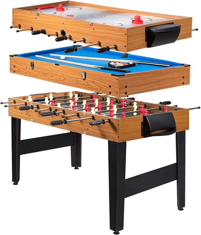 Giantex Multi Game Table, 3-in-1 48" Combo Game Table with Soccer, Billiard, Slide Hockey, Foosba... | Amazon (US)