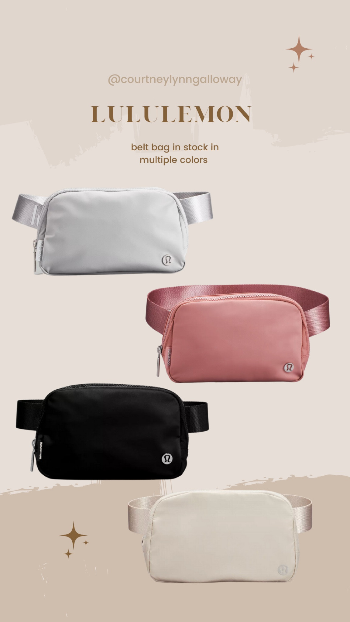 Lululemon belt bag in stock in multiple colors! Silver drop/white,white opal , black and pink pastel!

#lululemon #beltbag #restock

#LTKitbag #LTKFind #LTKGiftGuide