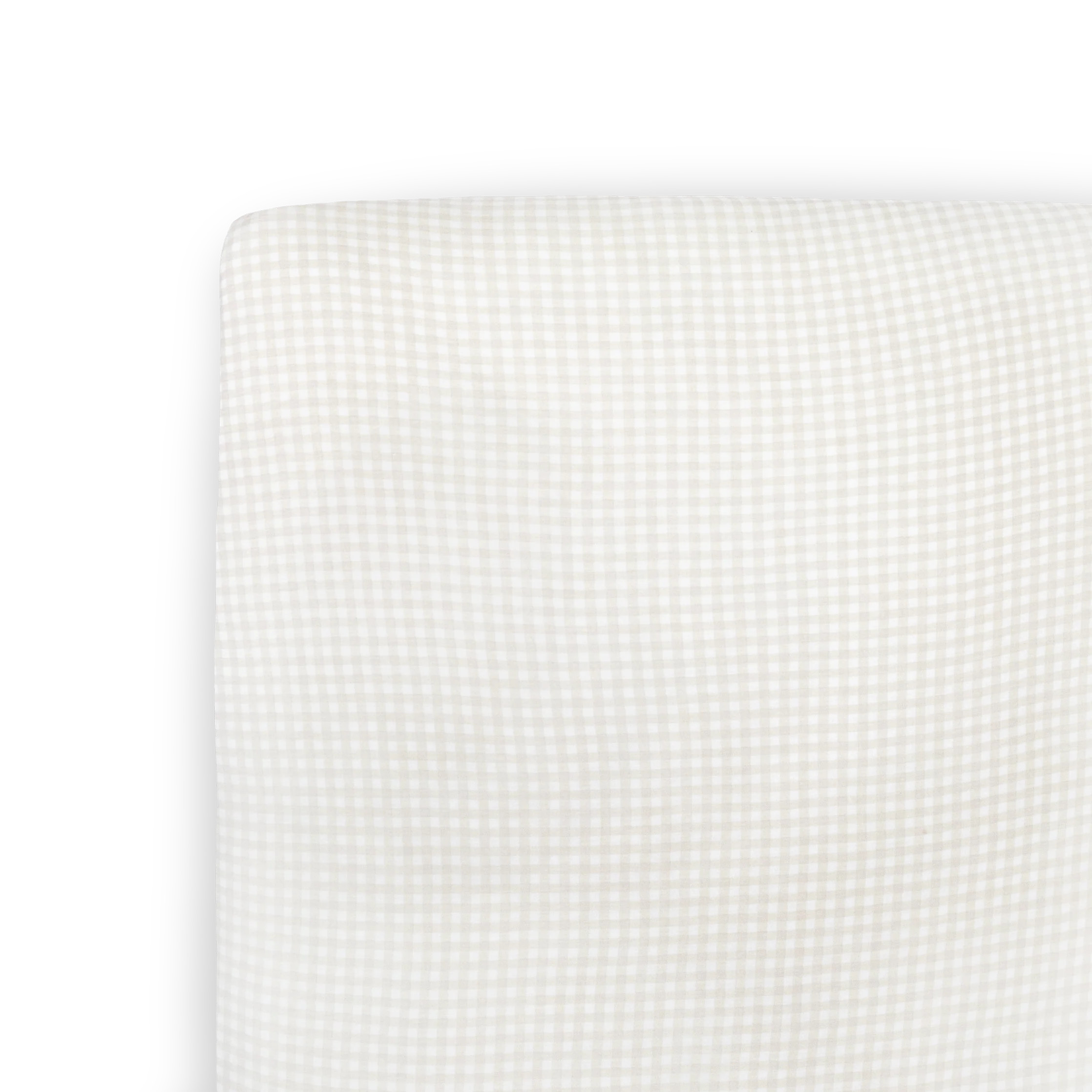 Stretch Knit Crib Sheet - Tan Gingham | Little Unicorn