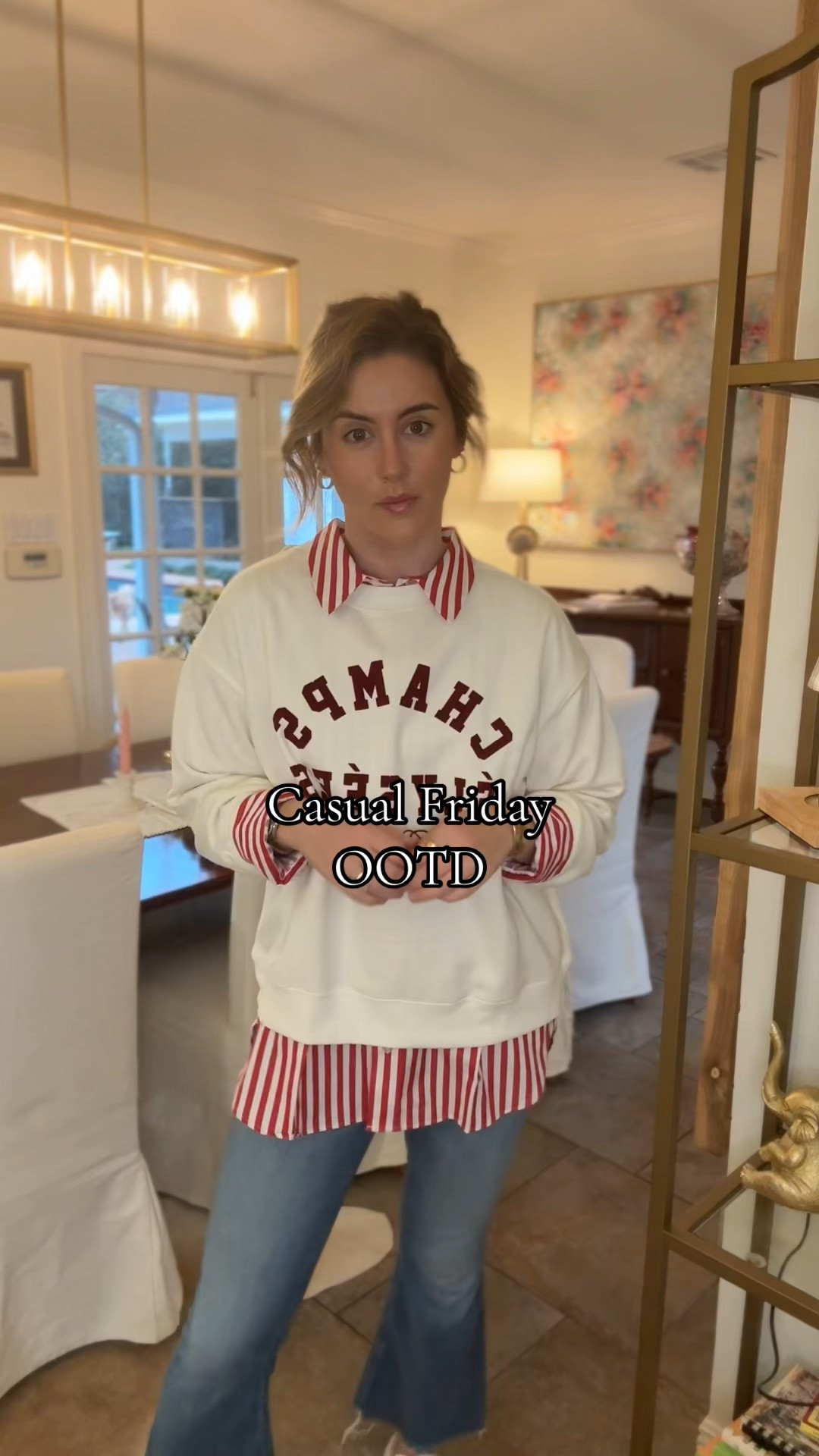 Love a layered look! One of my favorites is putting a collared shirt under a sweatshirt to dress it up a bit ❤️ this combo from H&M is a fresh addition to my closet and I love!  

#LTKStyleTip #LTKFindsUnder100