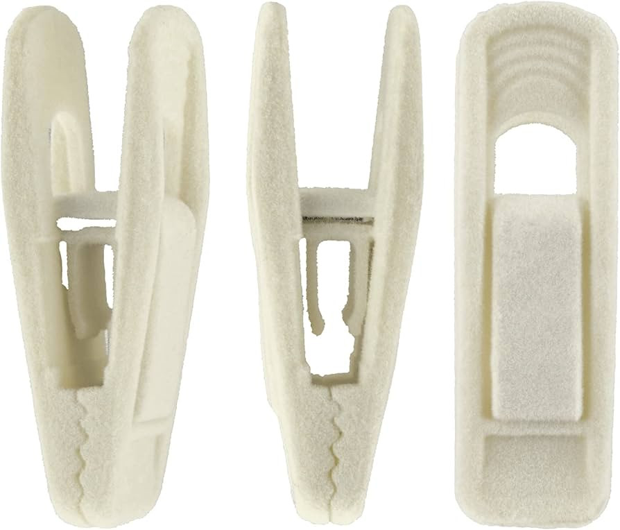 Velvet Hangers Clips, 20 Pack Ivory Pants Hanger Velvet Clips, Strong Hanger Clips Perfect for Th... | Amazon (US)