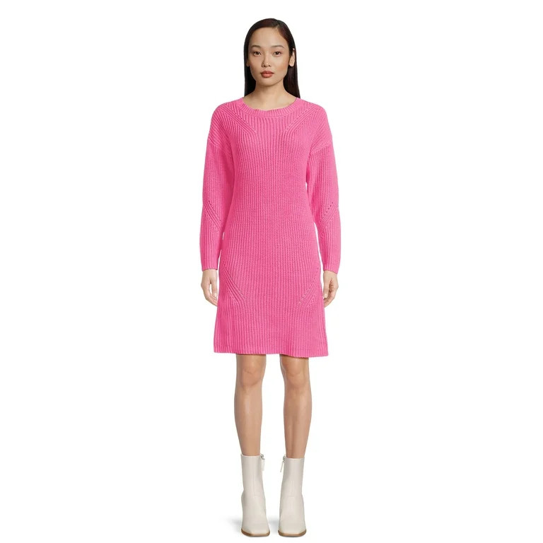 Time and Tru Women's Shaker Knit Sweater Dress, Sizes XS-XXXL | Walmart (US)