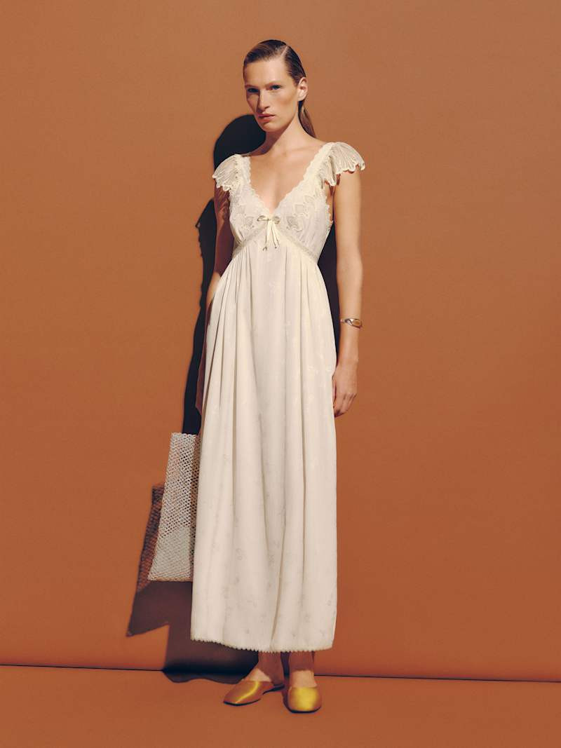 Reformation Ella-Rose Dress Ivory Lace XS | Reformation (Global)