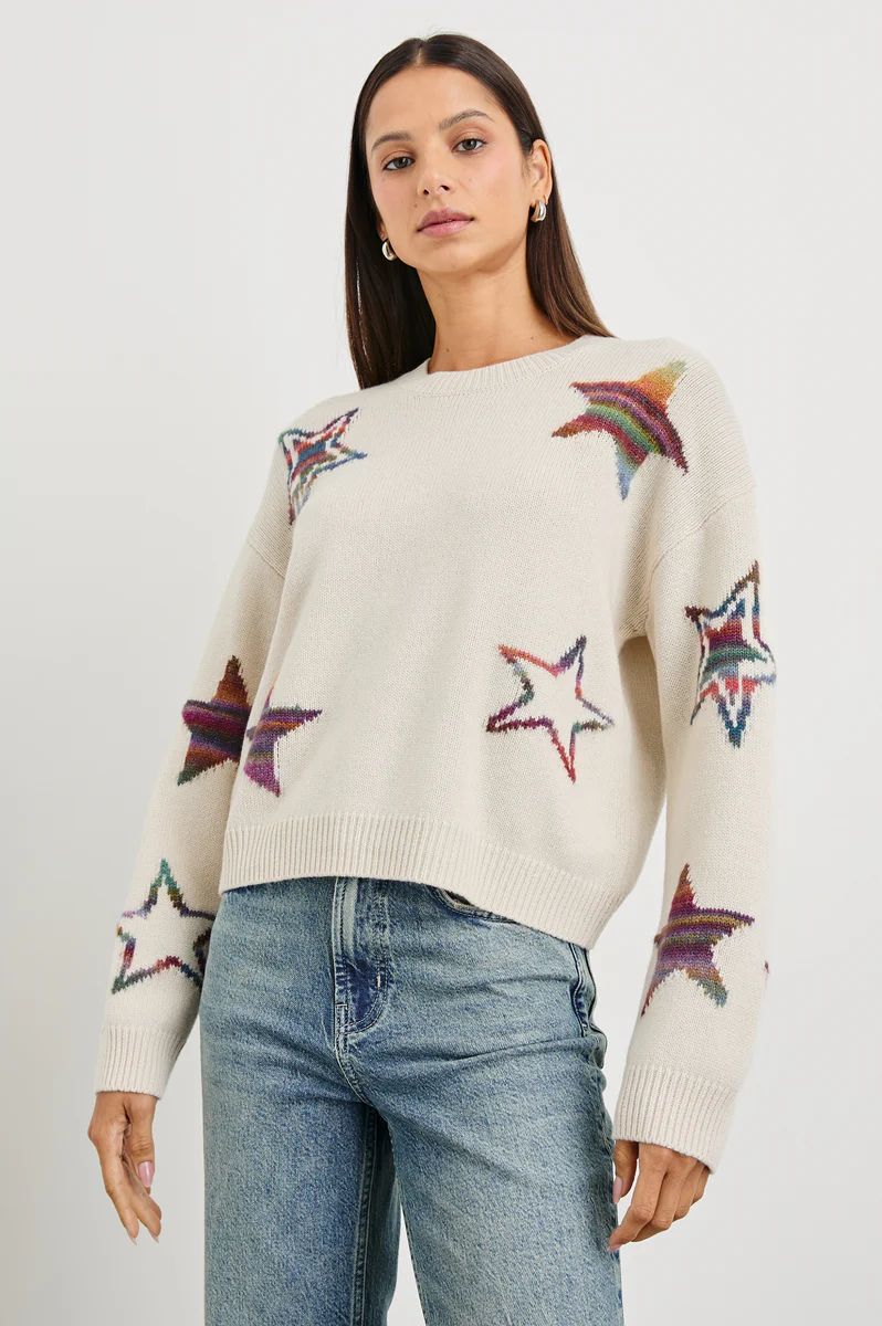 PERCI SWEATER - IVORY RAINBOW MULTI STARS | Rails