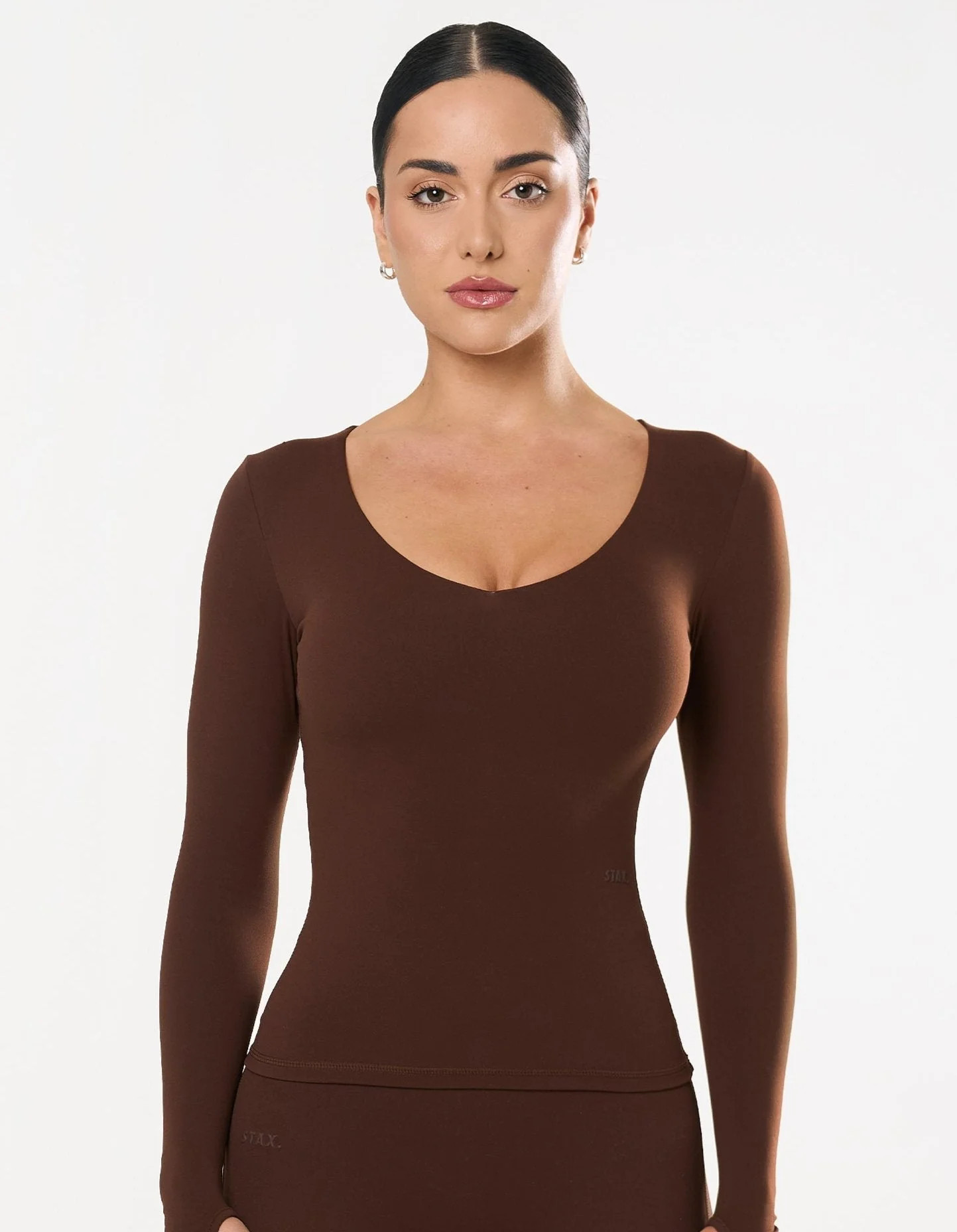 V Cut Long Sleeve NANDEX™ - Chocolate | STAX.