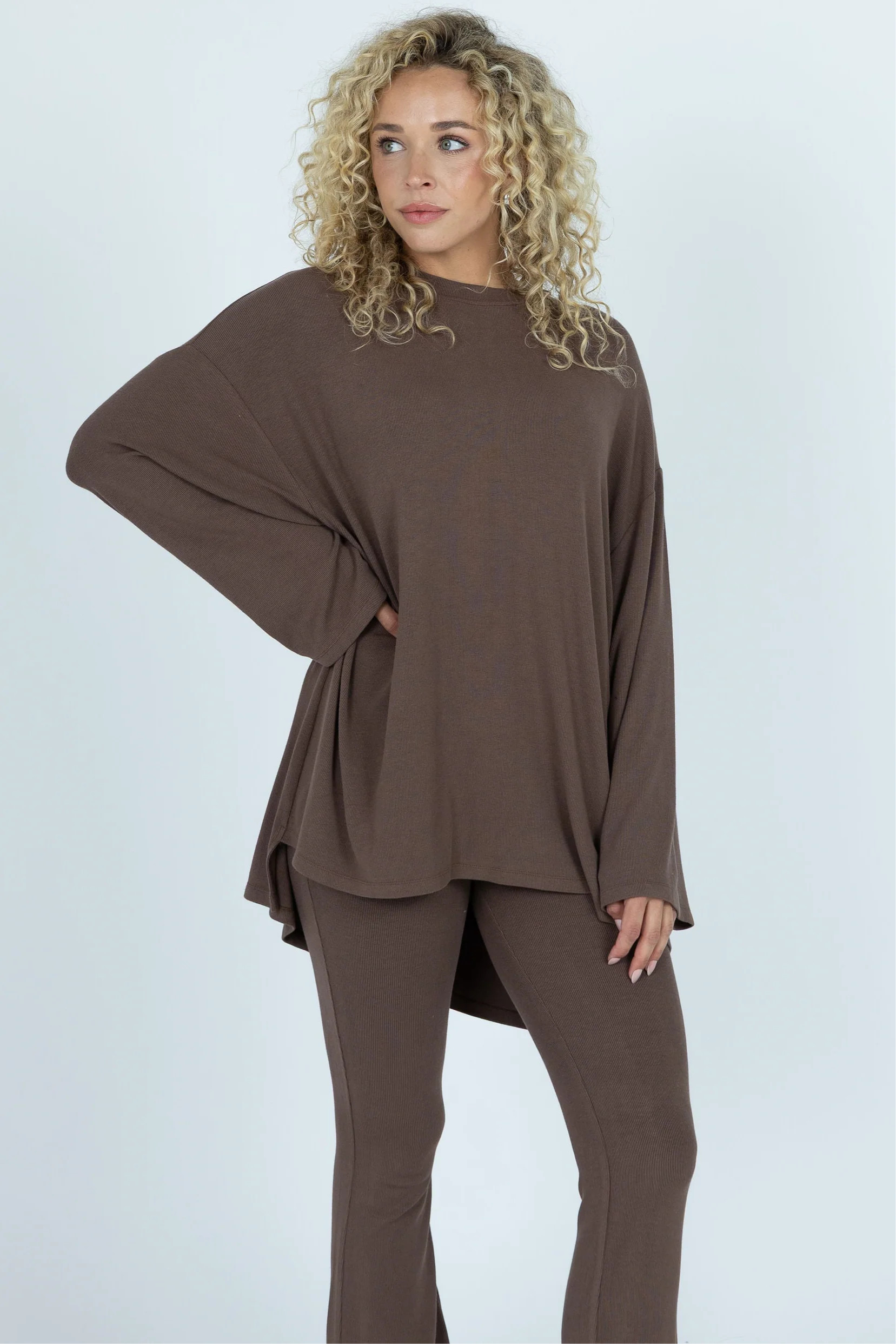All Weekend Long Pant Set Long Sleeve Espresso | The Foxy Kind
