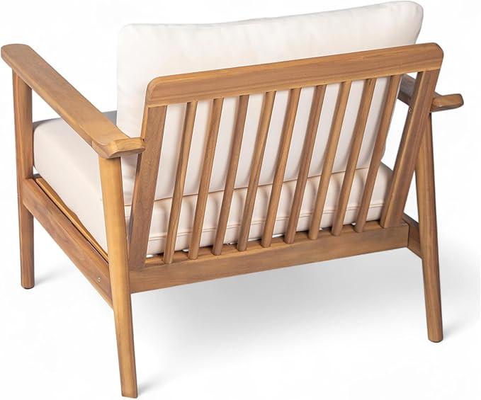 Christopher Knight Home Batis Acacia Wood Lounge Chair Outdoor, Wooden Patio Accent Chair Set, Co... | Amazon (US)