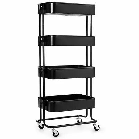 Costway 4 Tier Metal Rolling Storage Cart Mobile Organizer W/Adjustable Shelves | Walmart (US)