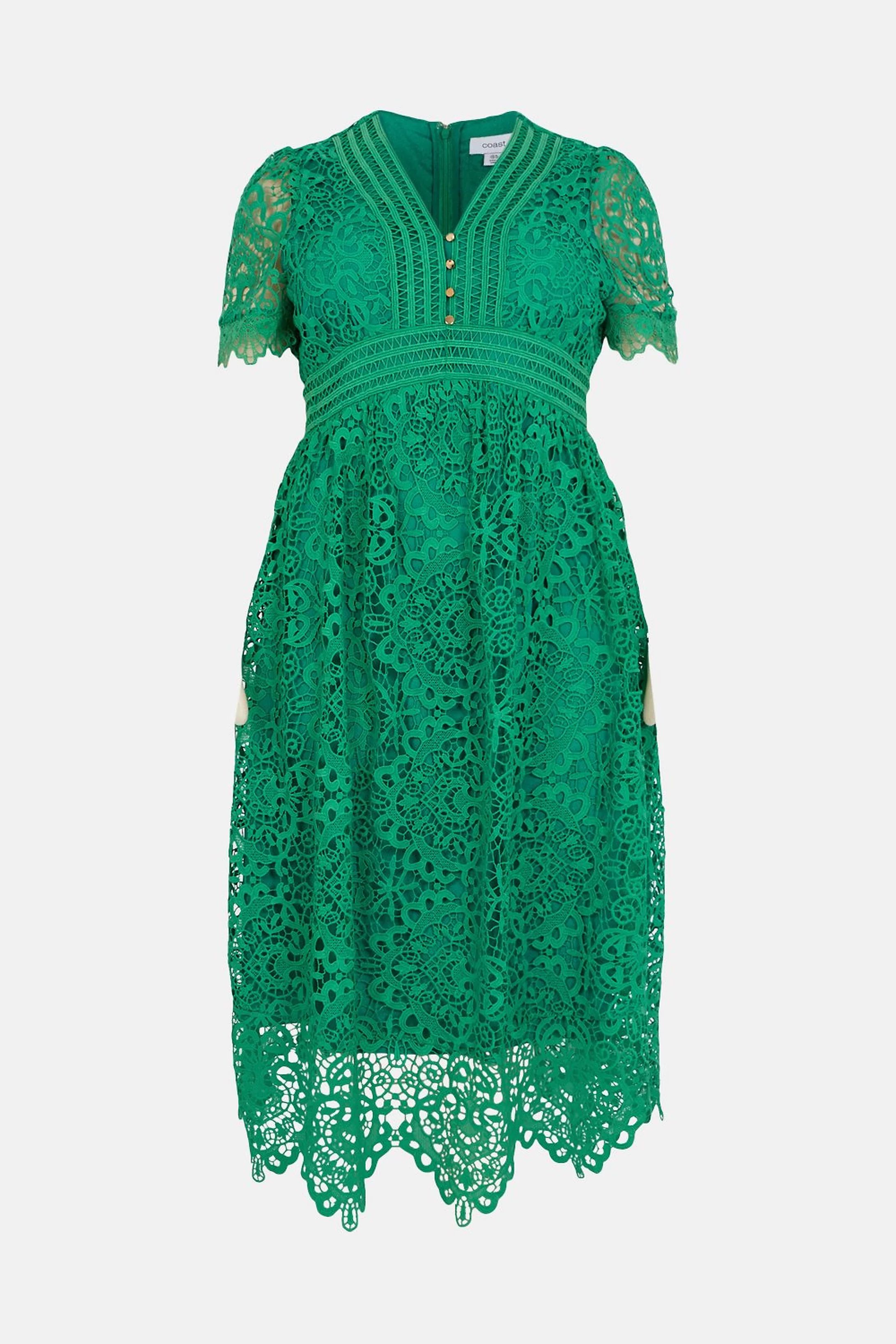 Plus Size Lace V Neck Full Skirt Midi Dress | Coast (UK)