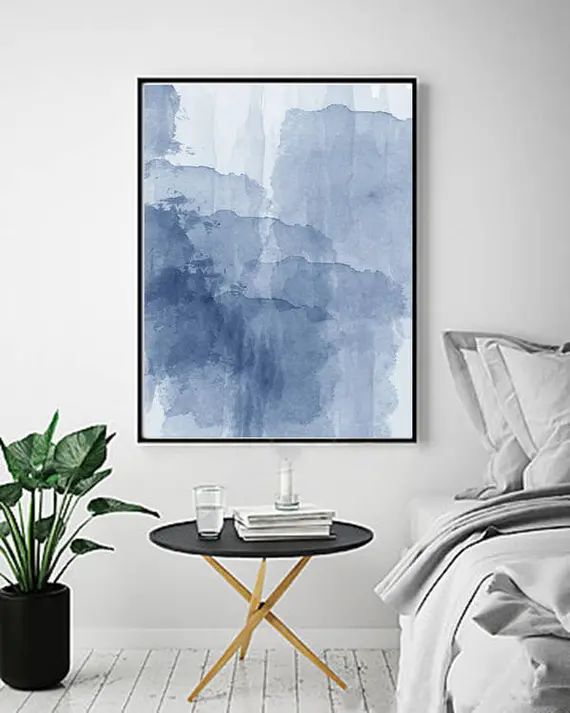 Blue Watercolor Abstract Painting Minimalist Art Indigo Blue | Etsy | Etsy (US)