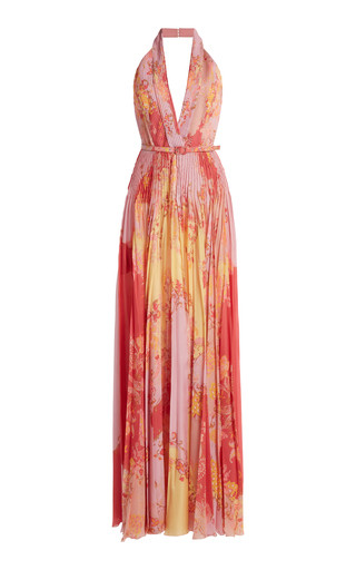Belted Floral Plisse Maxi Dress | Moda Operandi (Global)