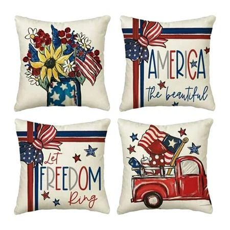 IMSHIE 4th of July Independence Day Pillow Cover | 4pcs Patriotic National Holiday Pillowcase Memori | Walmart (US)