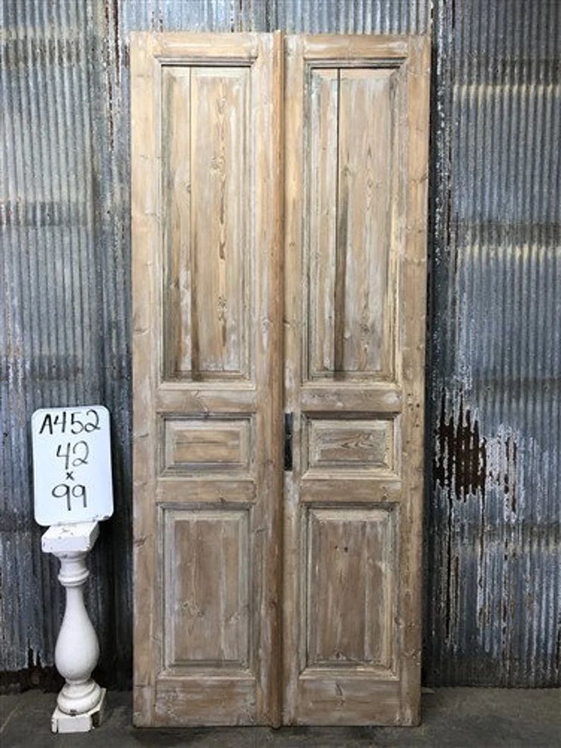 Antique French Double Doors 42x99 Raised Panel Doors - Etsy | Etsy (US)