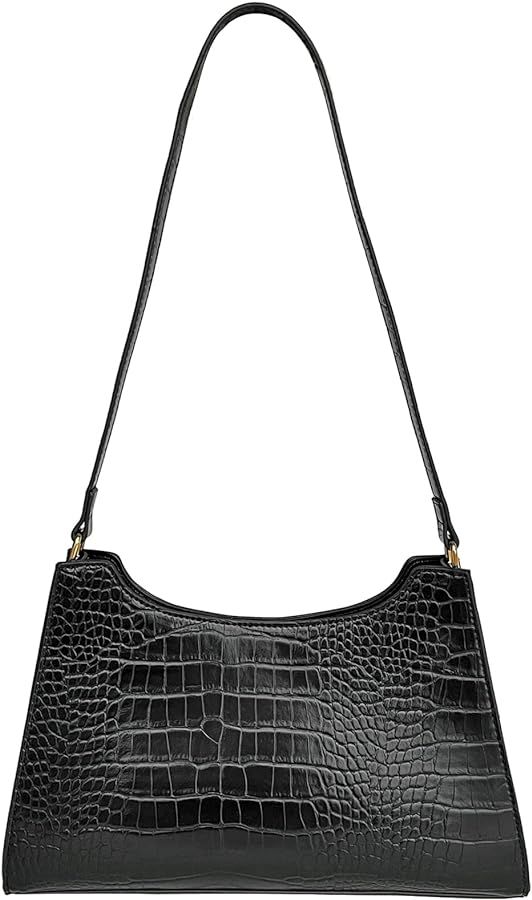 AMHDV Retro Shoulder Bag Top Handle Handbag with Crocodile Pattern Classic Tote Purse for Women | Amazon (US)