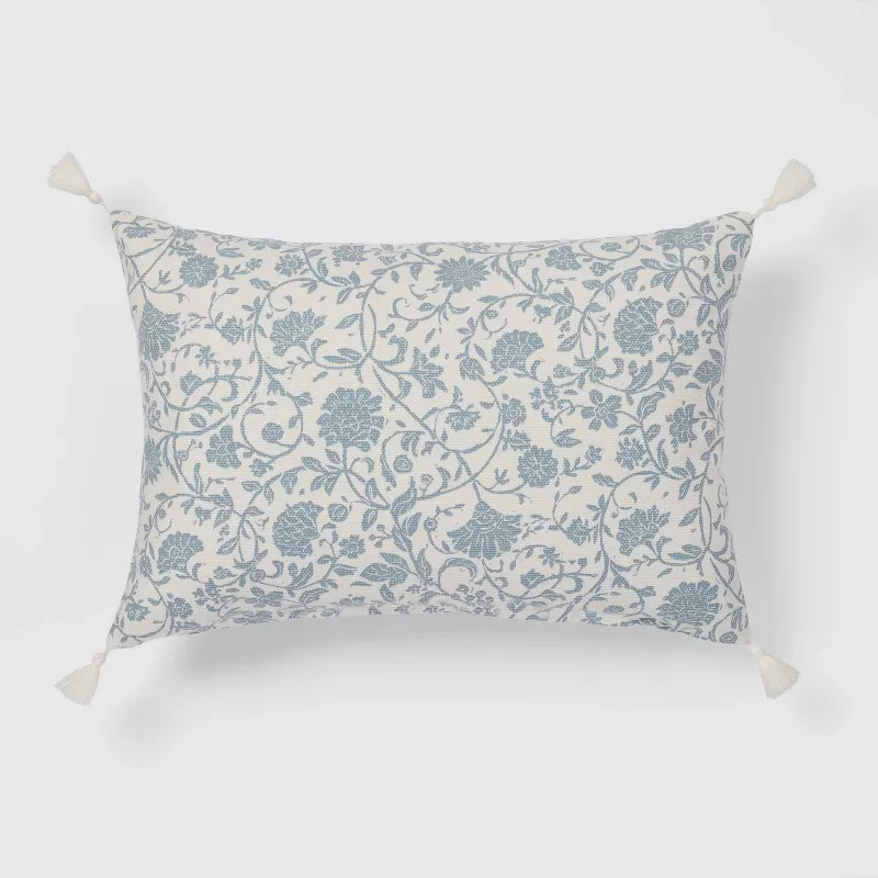 Floral Printed Reversible Lumbar Throw Pillow Rose/Cream - Threshold™ | Target