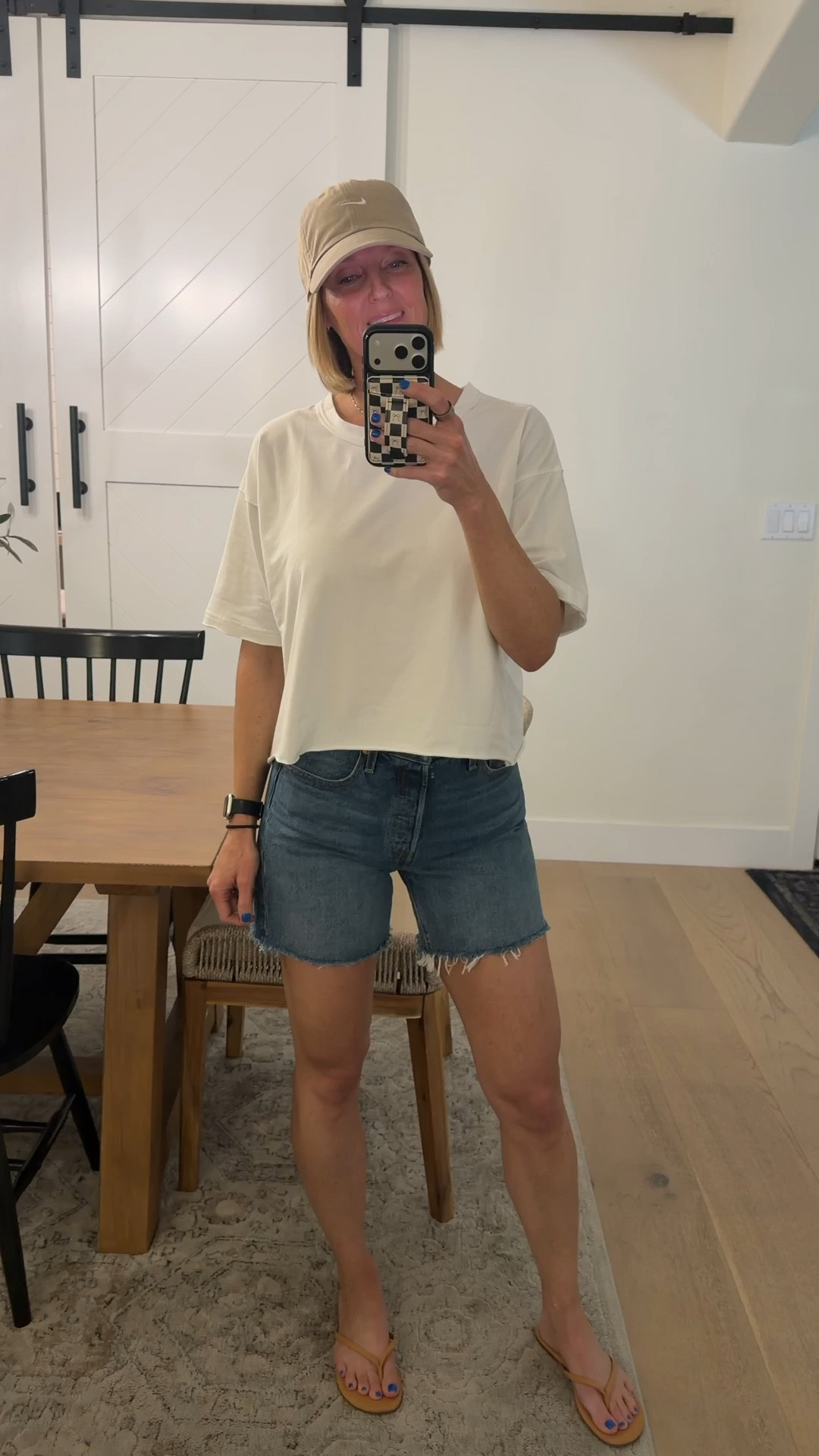 Love these mid thigh Levi’s shorts 

Shorts - 28 (usually 27 or 28, go with bigger size) 
Shirt - medium 
Hat - m/l


#LTKmomlife #LTKOver40 #LTKootd