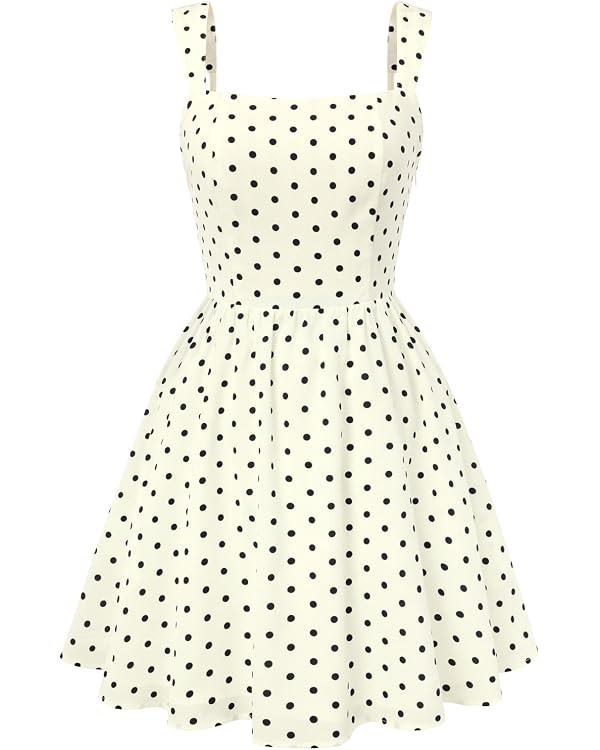 Belle Poque Vintage Polka Dot Dress for Women 2026 Summer Mini Dresses Square Neck A Line Sleevel... | Amazon (US)
