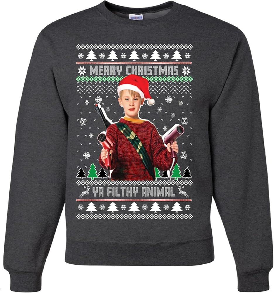 wild custom apparel Ugly Christmas Sweater COLLECTION 15 Black Heather Crewneck Sweatshirt | Amazon (US)