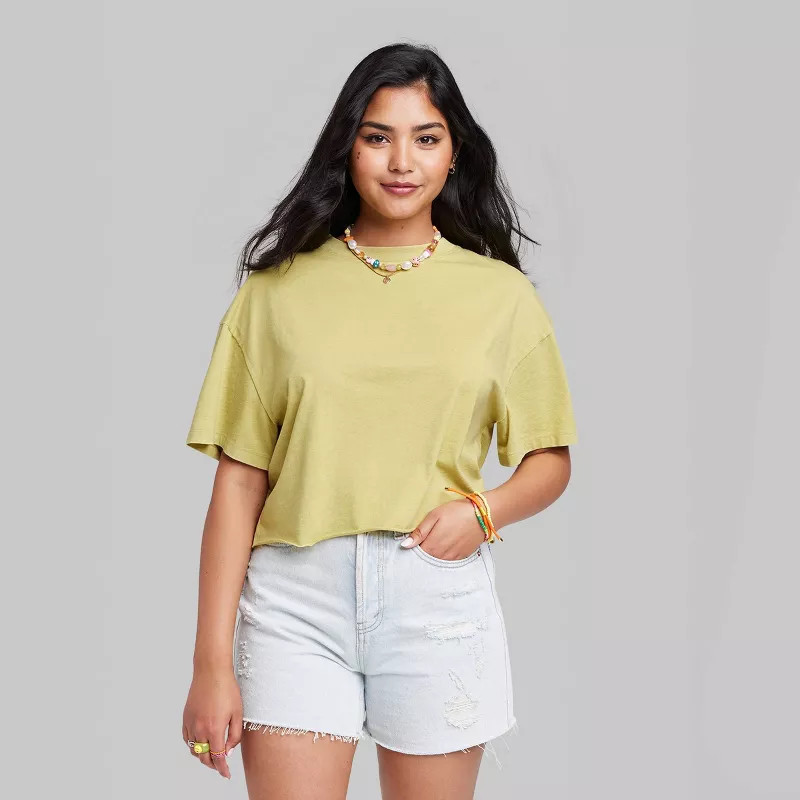 Women's Short Sleeve Relaxed Fit Cropped T-Shirt - Wild Fable™ | Target