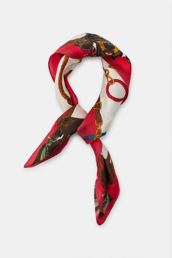 100% SILK DACHSHUND PRINT SCARF | Zara US