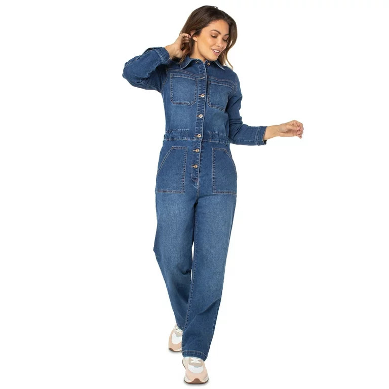Celebrity Pink Juniors Long Sleeve Boilersuit, Sizes XS-3X | Walmart (US)