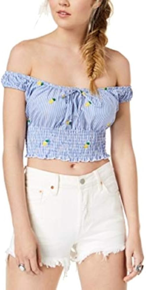 Polly & Esther Juniors' Off-The-Shoulder Crop Top, Pink | Amazon (US)