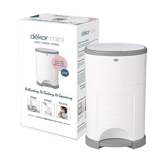 Diaper Dekor Mini Hands-Free Diaper Pail | White | Easiest to Use | Just Step – Drop – Done |... | Amazon (US)