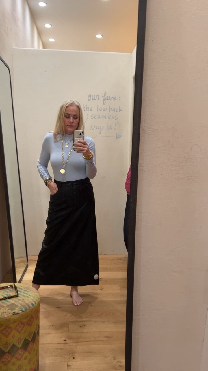 I am in LOVE with this vegan leather maxi skirt and bodysuit from Free People. I have this bodysuit in 3 colors because I love it so much. This skirt is a bit of a splurge but I think it may be worth it. I’m in a 6 in the skirt and a medium in the bodysuit  

#LTKover40 #LTKGiftGuide #LTKmidsize