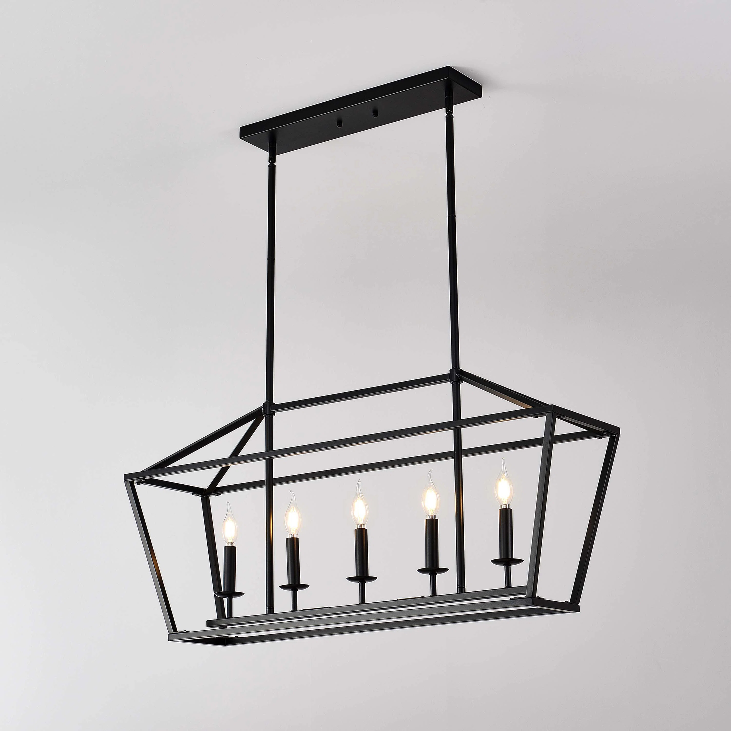 5-Light Farmhouse Kitchen Island Lighting,5 Light Industrial Linear Chandelier for Dining Room Me... | Wayfair North America