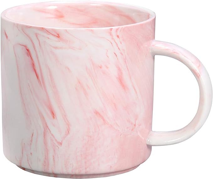 AthlChamp Marble Ceramic Coffee Mug, Pretty Coffee Cup for Women, Girls, Wife, Mom, Grandma, Pink | Amazon (US)