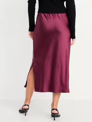 High-Waisted Satin Midi Slip Skirt | Old Navy (US)