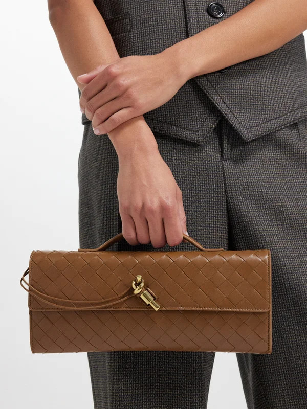 Andiamo Intrecciato-leather clutch bag | Bottega Veneta | Matches (US)