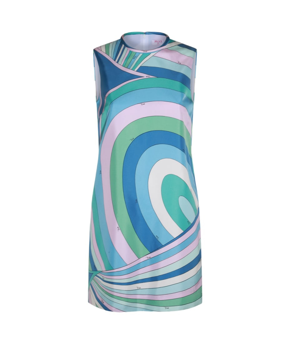 Blue And Multicolor Silk Mini Dress | Italist.com US