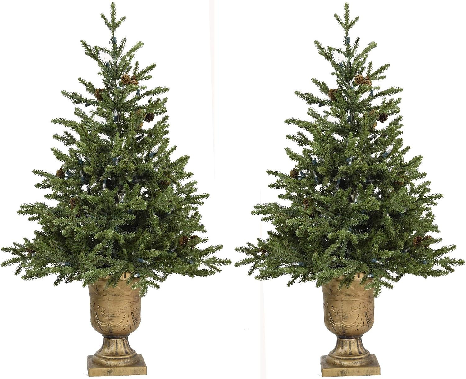 Fraser Hill Farm 3-Ft Noble Fir Accent Trees in Pedestal Urn, Set of 2 | Amazon (US)