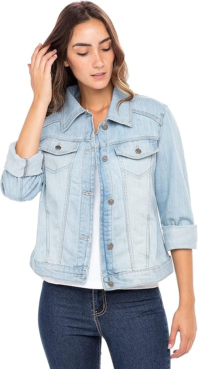 SKYLINEWEARS Women's Denim Jean Jacket Button UP Vintage Denim Jacket Long Sleeve Boyfriend Denim Ja | Amazon (US)