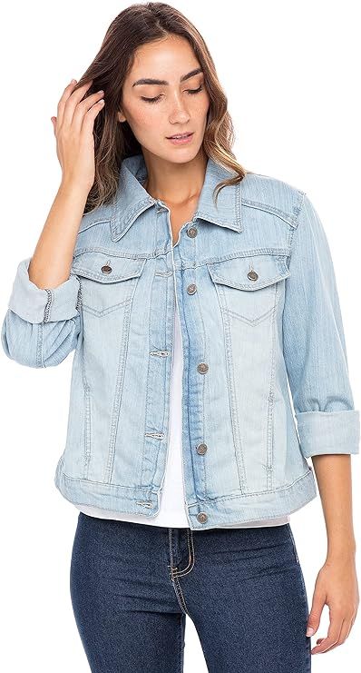 SKYLINEWEARS Women's Denim Jean Jacket Button UP Vintage Denim Jacket Long Sleeve Boyfriend Denim Ja | Amazon (US)