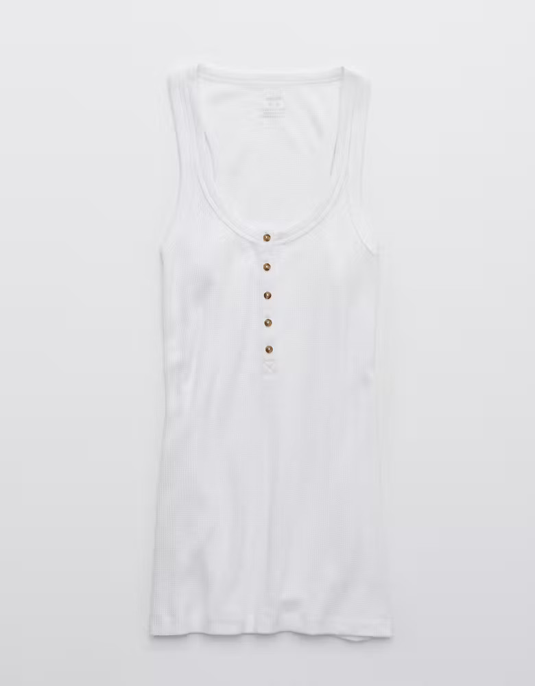 Aerie No BS Waffle Henley Tank Top | American Eagle Outfitters (US & CA)